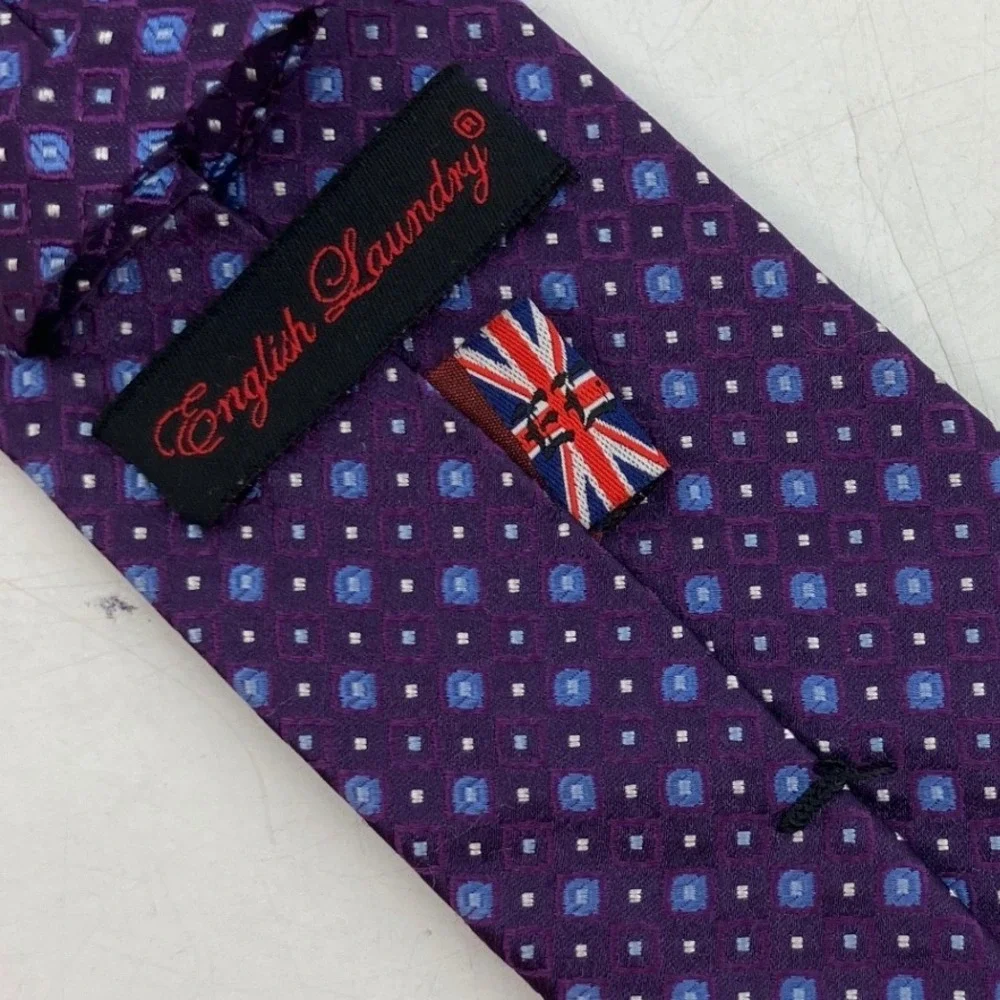 English Laundry Necktie Mens OS Purple Geometric Silk  Medallion Tie 57